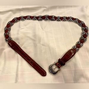 Brighton Women’s Vintage Western Braided Leather & Silver belt. Size L